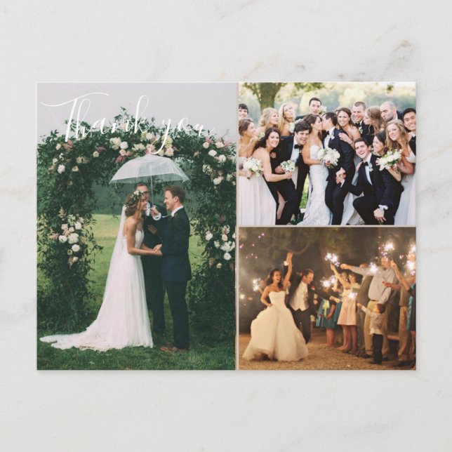 Wedding Photo Collage Thank You Blank Back Postcard (Front)