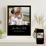 Wedding Photo Collage Zigzag Picture Strip Custom Poster<br><div class="desc">Wedding photo collage poster with personalized text and zigzag picture strip. The template is set up ready for you to add five photos - the main photo will be used as the background and the remaining 4 photos will be laid out in a zigzag picture strip along the bottom. This...</div>