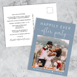 Wedding Photo Dusty Blue Happily Ever After Party Invitation Postcard