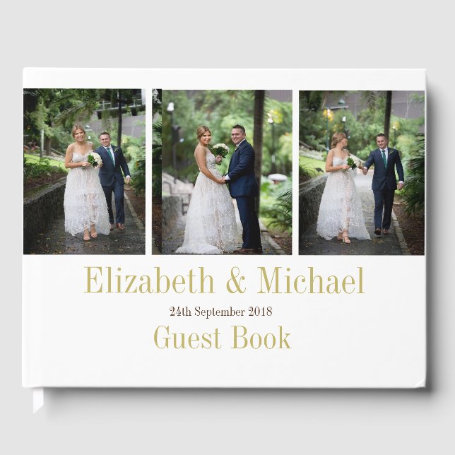 Wedding Photo Elegant Modern Momento Guest Book (Front)