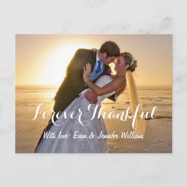Wedding Photo Forever Thankful Note Cards (Front)