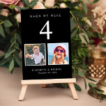 Wedding Photo Fun Black Table Number<br><div class="desc">Have some fun with your wedding reception decor with these black and white table number cards where each table number corresponds to photos of the bride and groom at that same age. For example, for Table 5, personalize the table number with "5" and add photos of the bride and groom...</div>