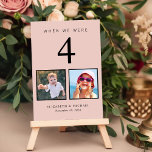 Wedding Photo Fun Blush Pink Table Number<br><div class="desc">Fun blush pink wedding reception table numbers. Each table number corresponds to photos of the bride and groom at that same age (e.g., for Table 4, add photos of the bride and groom when they were 4 years old). If you have a large number of tables, divide them in half...</div>
