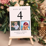Wedding Photo Fun Pink Table Number<br><div class="desc">Fun light pink wedding reception table numbers. Each table number corresponds to photos of the bride and groom at that same age (e.g., for Table 4, add photos of the bride and groom when they were 4 years old). If you have a large number of tables, divide them in half...</div>