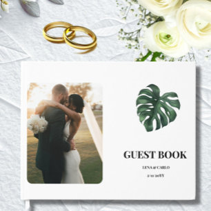 Wedding Photo Green Leaf Monstera Wedding Guest Book