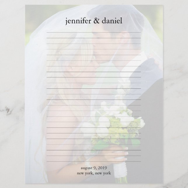 Wedding Photo Guest Book Lined Pages (Front)