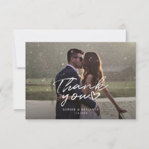 Wedding Photo Hand-Lettered Elegant Thank You Card