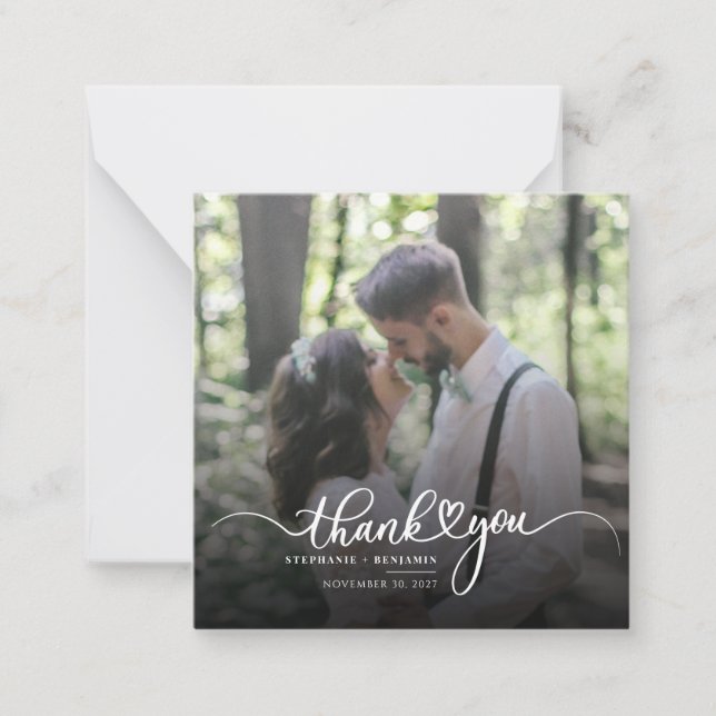 Wedding Photo Hand-Lettered Thank You Card (Front)