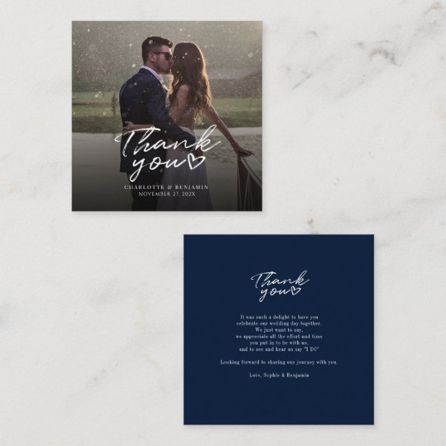 Wedding Photo Hand-Lettered Thank You Card (Front/Back)