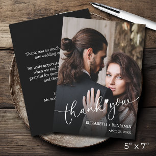 Wedding Photo Hand-Lettered Thank You Card