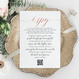 Wedding Photo Hunt Game I Spy Game QR Code Card
