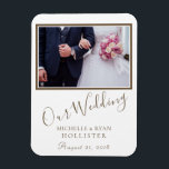 Wedding Photo Keepsake Elegant Script Magnet<br><div class="desc">A wedding elegant photo savour the memories magnet with your wedding photo,  bride and groom`s name and the wedding date. You can easily change the text and the photo. Trendy script font. A great wedding memory gift for your family and friends.</div>