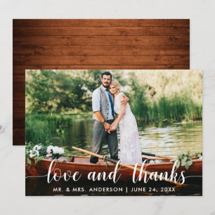 Wedding Photo Love and Thanks Card Wood