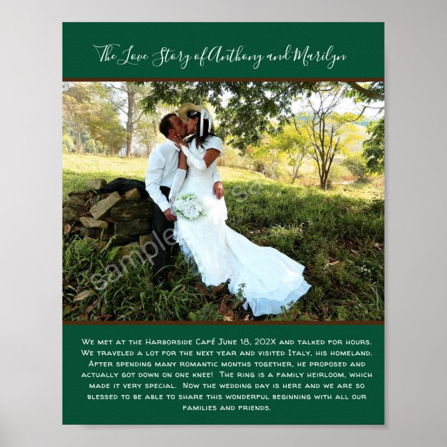 Wedding Photo Love Story Poster Keepsake (Front)
