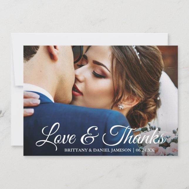 Wedding Photo Love & Thanks Bride & Groom Card (Front)