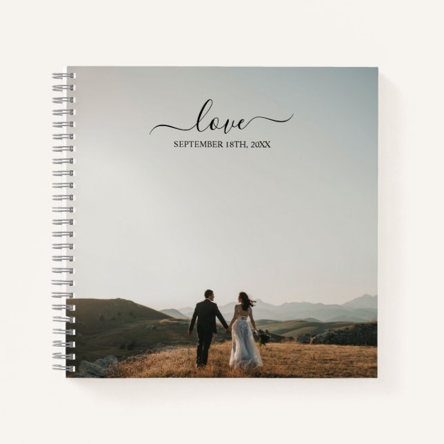 Wedding Photo Memory Love Script Wedding Notebook (Front)