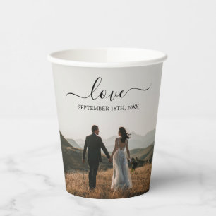 Wedding Photo Memory Love Script Wedding  Paper Cups
