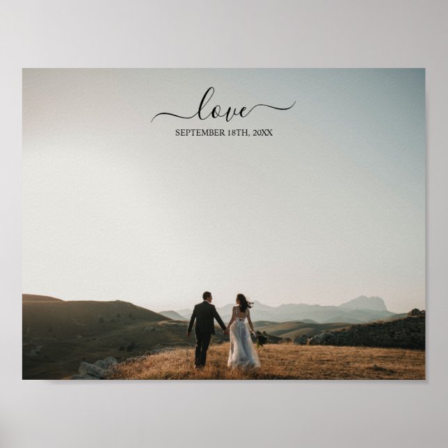 Wedding Photo Memory Love Script Wedding Poster (Front)