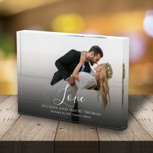 Wedding Photo Minimalist Couple Calligraphy Love Block