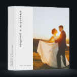 Wedding Photo Minimalist Elegant Simple White Binder<br><div class="desc">A minimalist elegant wedding album featuring a large photo framed by a white banner with black modern typography. Personalize with your photo, ,  name and wedding date.</div>