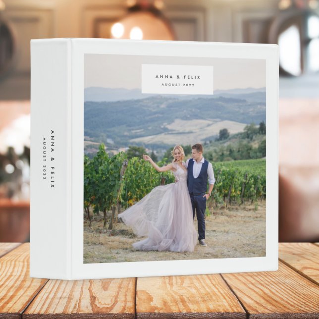 Wedding Photo Minimalist Elegant Simple White  Binder (Creator Uploaded)