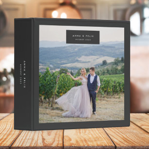 Wedding Photo Modern Minimal Elegant Charcoal Grey Binder