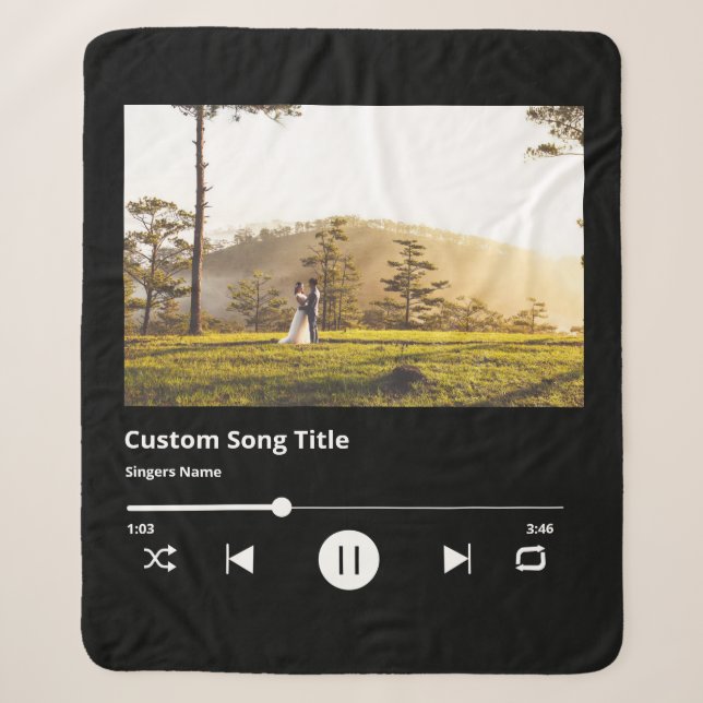 Wedding Photo Music Blanket With Song Personalized (Front)