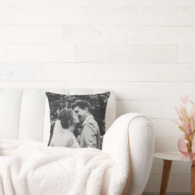 Wedding Photo Newlyweds Couple Throw Pillow (Couch)