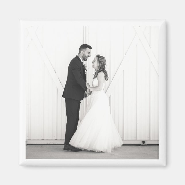 Wedding Photo Newlyweds Mr & Mrs Black White Favou Magnet (Front)