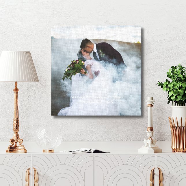 Wedding Photo Personalized Keepsake Names Date  Canvas Print (Personalized Wedding Photo on Canvas. Keepsake wedding photo with personalized names & wedding date)