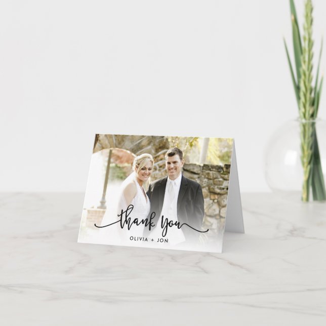 Wedding Photo Personalized Thank You Note Card (Front)