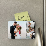 Wedding Photo Picture Montage Magnet<br><div class="desc">Create your own wedding photo magnet with 4 of your favourite pictures. The photo template is set up to create a photo collage with one main background photo,  overlaid with the remaining three photos in a vertical zigzag. Your pictures are displayed in landscape format with black frames.</div>