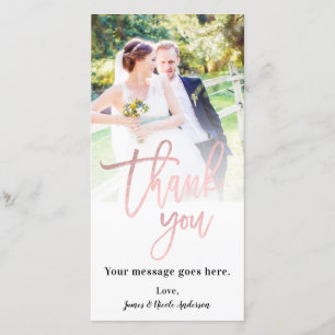 Wedding Photo Picture Thank You Rose Gold Pink