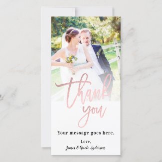 Wedding Photo Picture Thank You Rose Gold Pink
