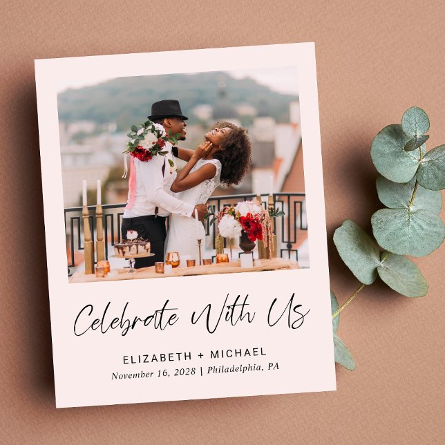Wedding Photo Pink Celebration Reception Invite (You said "I do" in an intimate ceremony - now it's time to share your joy with those you hold dear)