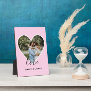Wedding Photo Pink Heart Frame Modern Calligraphy