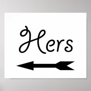 Wedding photo prop sign arrow "Hers" for the groom