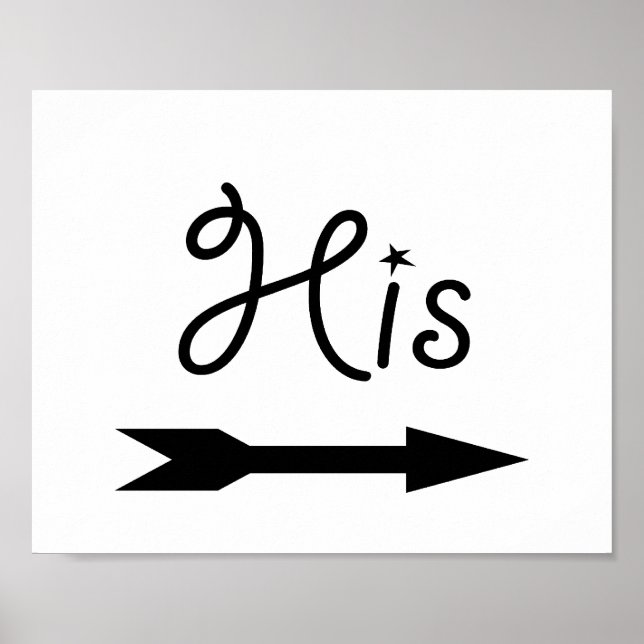 Wedding photo prop sign arrow "His" for the bride (Front)