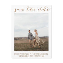 Wedding Photo Save The Date Postcard in Gold