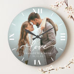 Wedding Photo Script  Large Clock<br><div class="desc">Celebrate love with our Custom Wedding Photo Script Large Clock,  featuring an elegant script and chic modern design. This personalized photo clock beautifully displays your favourite wedding photo,  making it a timeless keepsake for newlyweds or a thoughtful wedding anniversary gift!</div>