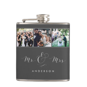 Wedding Photo Script Mr and Mrs Flask   Gray
