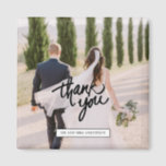 Wedding Photo Script Thank You Favour Magnet<br><div class="desc">Thank you favour magnets for your wedding guests with your photo and names. Visit our store to see all of our wedding favour products.</div>