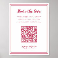 Wedding Photo Share The Love QR Scan Code Magenta