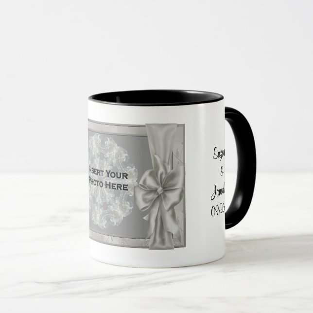 Wedding Photo Silver Personalized Mug (Front Right)