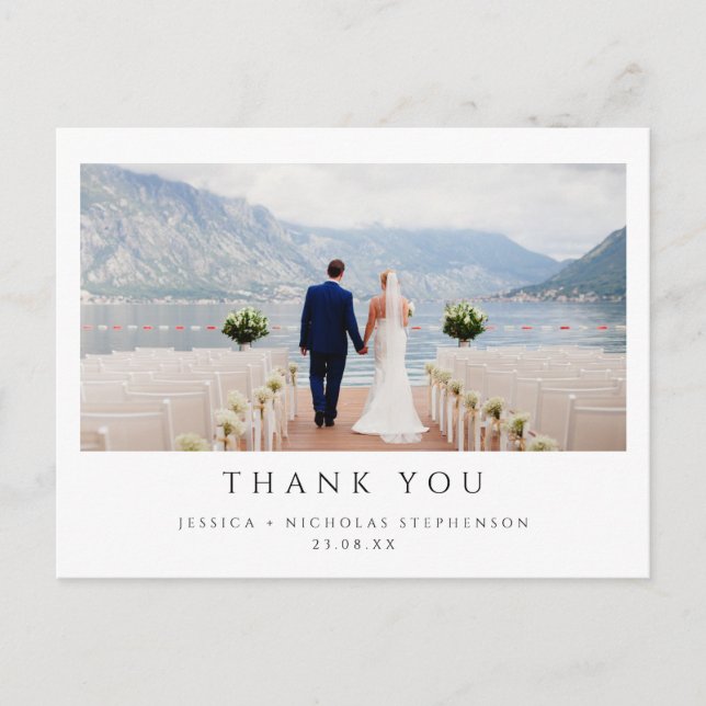 Wedding Photo Simple Flat Thank You Postcard (Front)