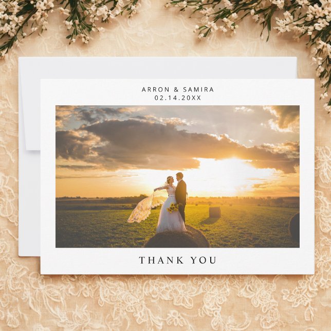 Wedding Photo Simple Landscape Thank You Card (Creator Uploaded)
