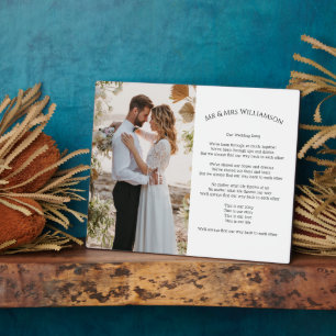 Wedding photo Song lyrics  modern  Plaque