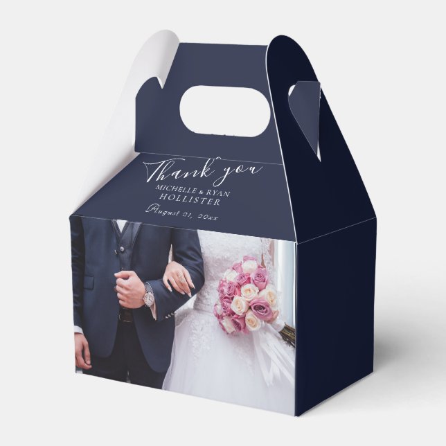 Wedding Photo Thank you Blue Personalizable  Favor Box (Front Side)