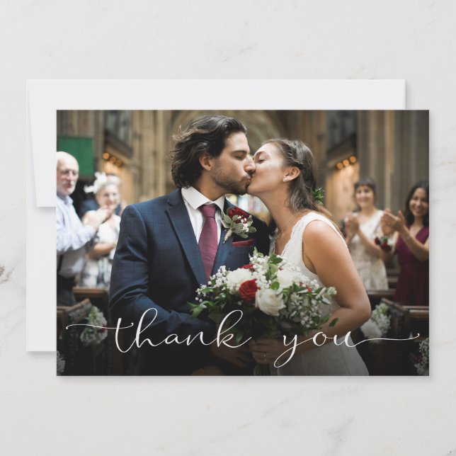 Wedding Photo Thank You Burgundy Floral (Front)