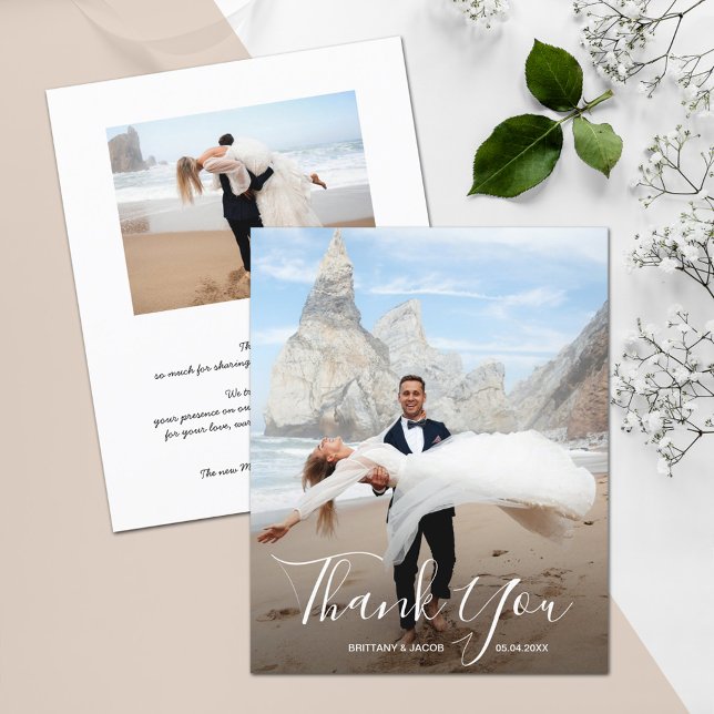 Wedding Photo Thank You Card (Affordable THIN 80 lb flyer paper in 3 sizes; Shop heavier papers in our collection.)